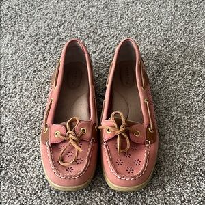 Sperry Coral Boat Shoes with Tan Details